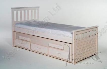 Verona 3'0" Bergamo Bed with Pull Out Bed and Three Drawers | White